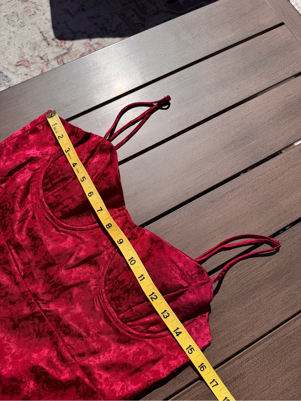 🌹 Princess Polly Red Rose Bustier Silk Slip Dress 🌹 - Picture 4 of 14